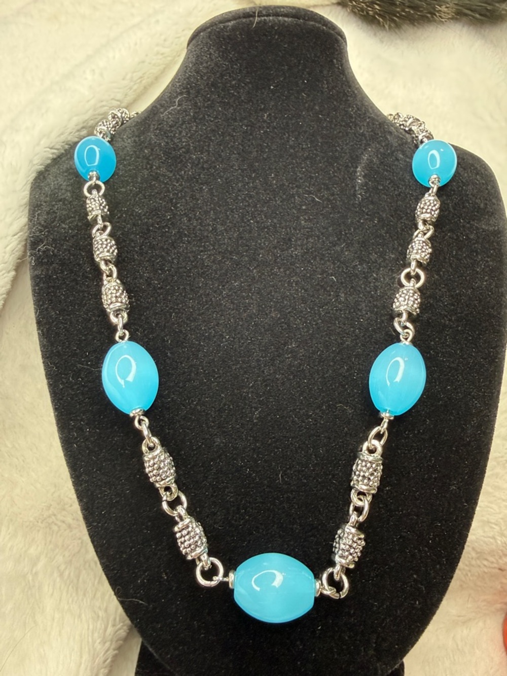 Rare Antique Italian blown glass silver necklace